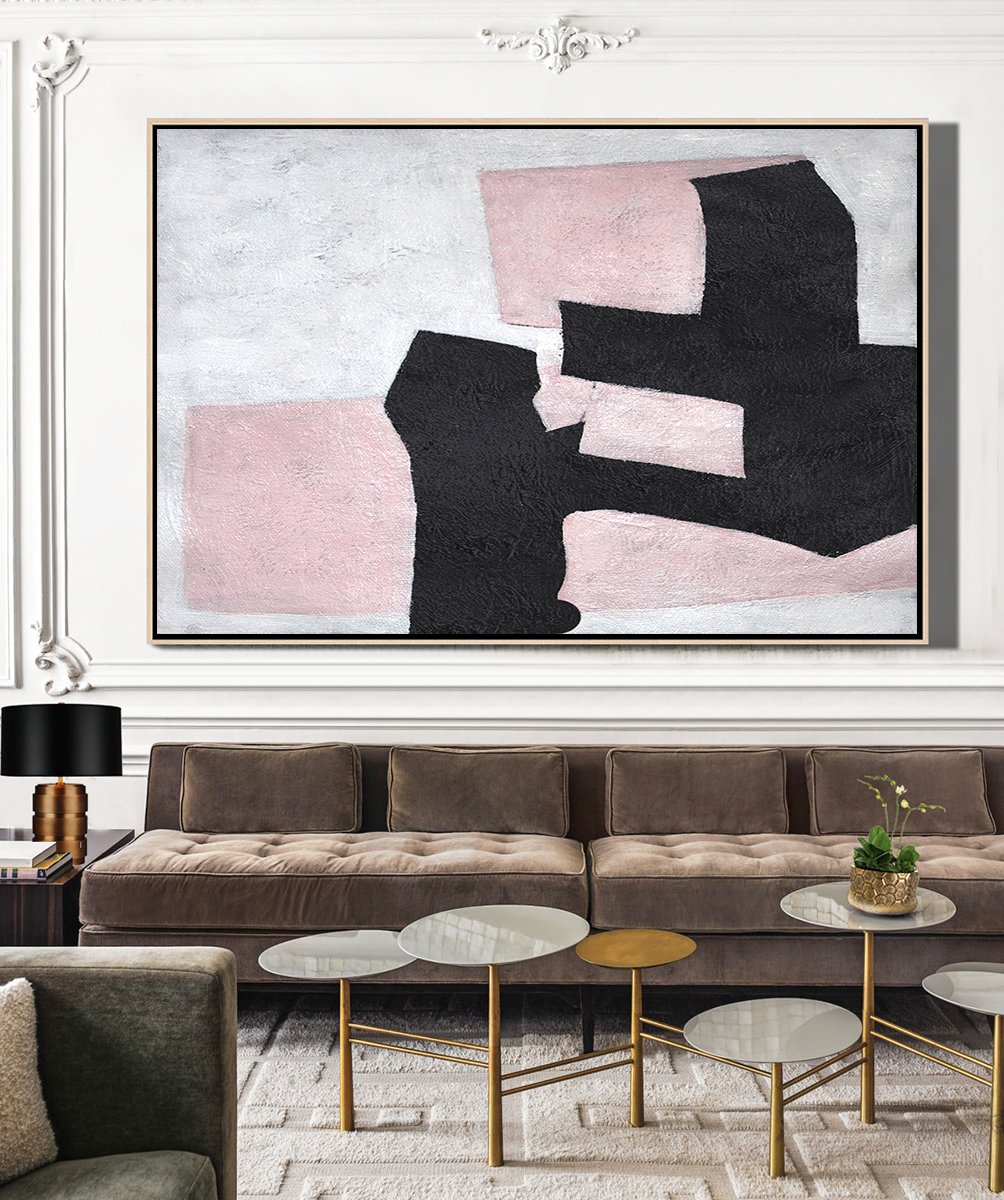 Extra Large 72" Acrylic Painting,Hand-Painted Oversized Horizontal Minimal Art On Canvas,Abstract Paintings On Sale
